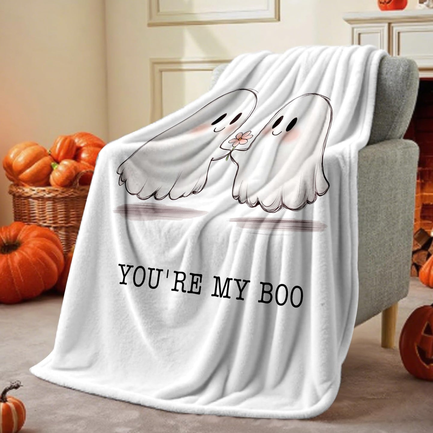 Halloween Ghost Blanket for Women men - You're My Boo Basket Stuffers Romantic Gifts for Her Him, Wedding Anniversary Engagement Gifts for Girlfriend Boyfriend Wife Husband Couple, 60''x50''