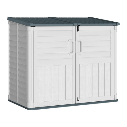 Greesum Outdoor Resin Storage Shed, 34 Cu.ft Horizontal Outdoor Storage Box Waterproof for Garden, Pool Storage, Garbage Cans, Beige