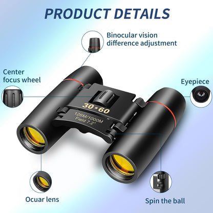 Compact Binoculars for Adults and Kids, HD Mini Portable Outdoor Binoculars Children, Pocket Lightweight Folding for Bird Watching, Hunting, Concert, Theater, Opera, Traveling, Tourism, Shows