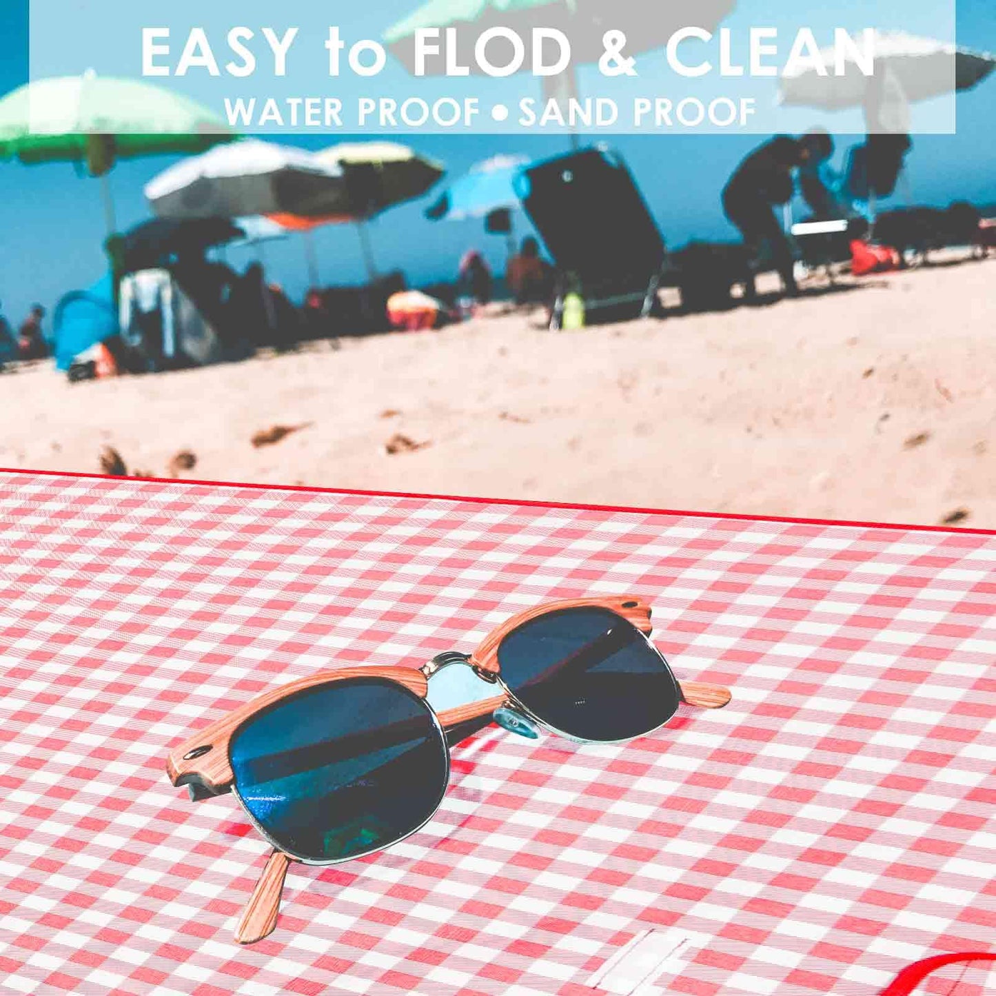 GIVERARE Picnic Beach Blanket Extra Large, XL Sandproof Waterproof Outdoor Camping Blankets 80x60in, Sand Free Oversized Mat, Quick Drying Portable Mats for Travel, Hiking, Music Festival, Lawn-Red