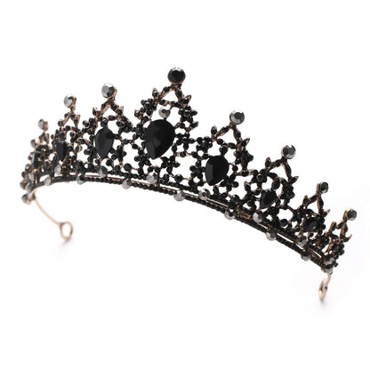 FORSEVEN Rhinestone Headband Birthday Party Tiaras Bridal Wedding Accessories (Black) Halloween Decorations Headband