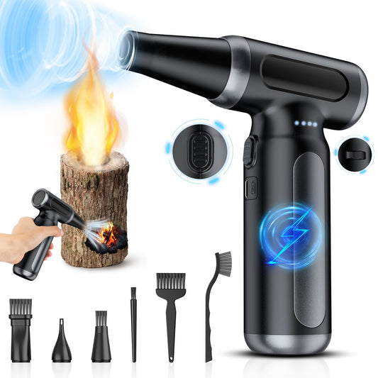 Electric Compressed Air Duster - 33,0000 RPM Rechargeable Cordless Turbo Blower, Portable Air Blower Gun for Cars, PC, Keyboard, Home & Outdoor Dust Cleaning (Replaces Compressed Air Cans)