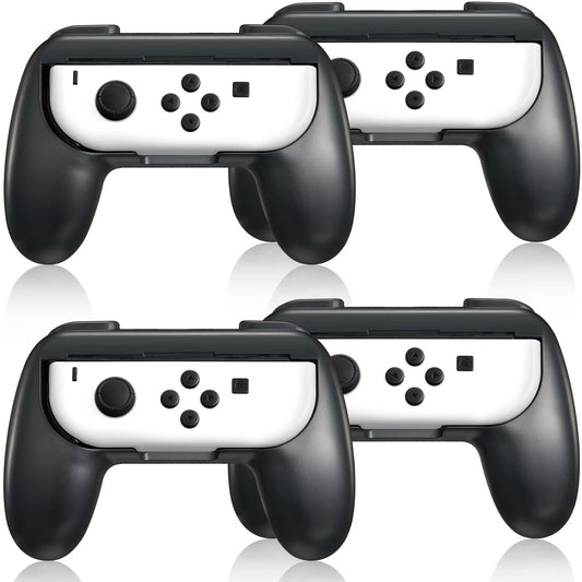 Gepicest Switch Accessories Grip Holder for Joycon Controller Compatible with Switch Handheld Remote, Kit Set Grips Holder for Dual Joycon Remote Controller Black 4 Packs