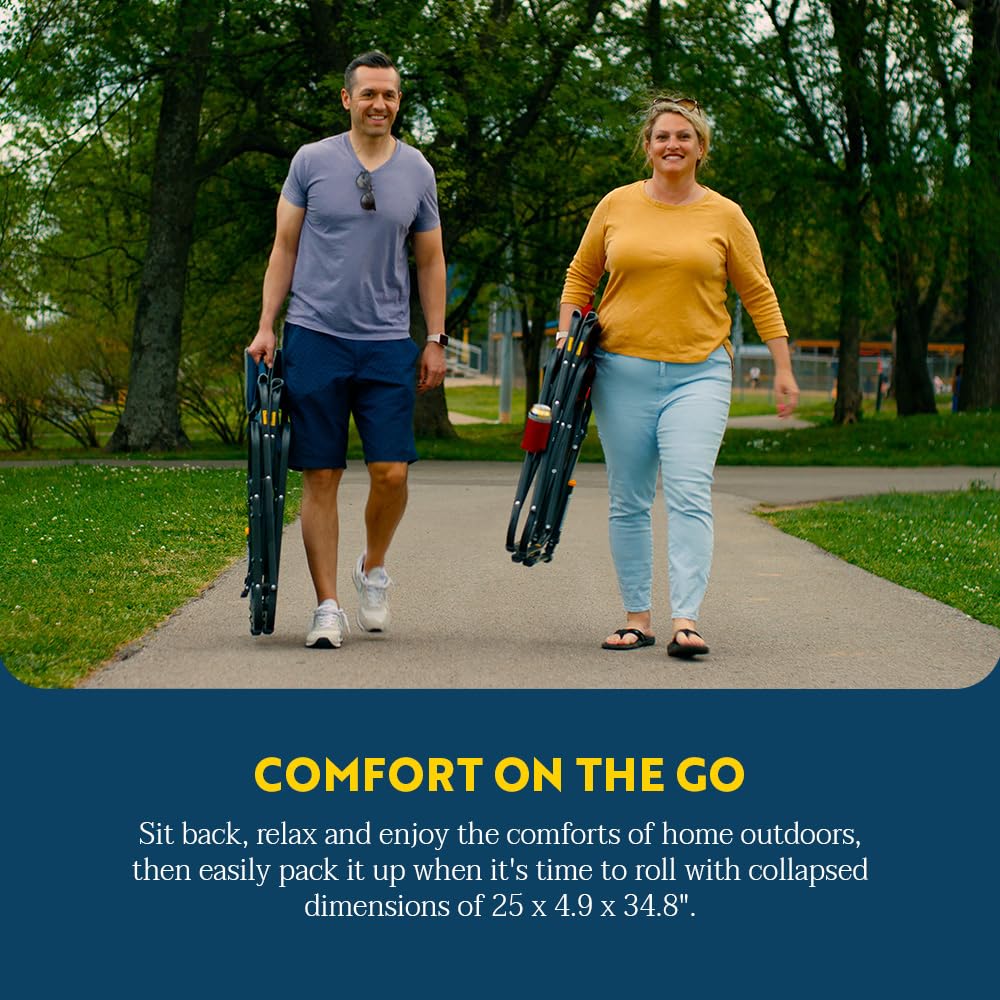 GCI Outdoor Freestyle Rocker XL with Side Table Camping Chair | Portable Folding Rocking Chair with Solid, Durable Armrests, Drink Holder & Comfortable Backrest — Black