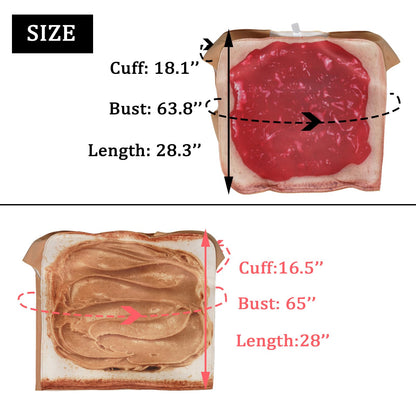 EraSpooky Couple Halloween Costume Bread Slices Peanut Butter and Jelly Costume Adults Cosplay Party Funny Food Mascot (Couple Jam Suit(2PCS))