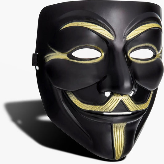 Diximus Black V for Vendetta Mask – Anonymous Guy Fawkes Hacker Mask for Halloween & Costume Parties