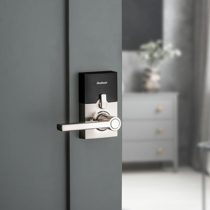 Kwikset SmartCode 917 Keypad Keyless Entry Contemporary Residential Electronic Lever Lock Deadbolt Alternative with Halifax Door Lever and SmartKey Security, Satin Nickel