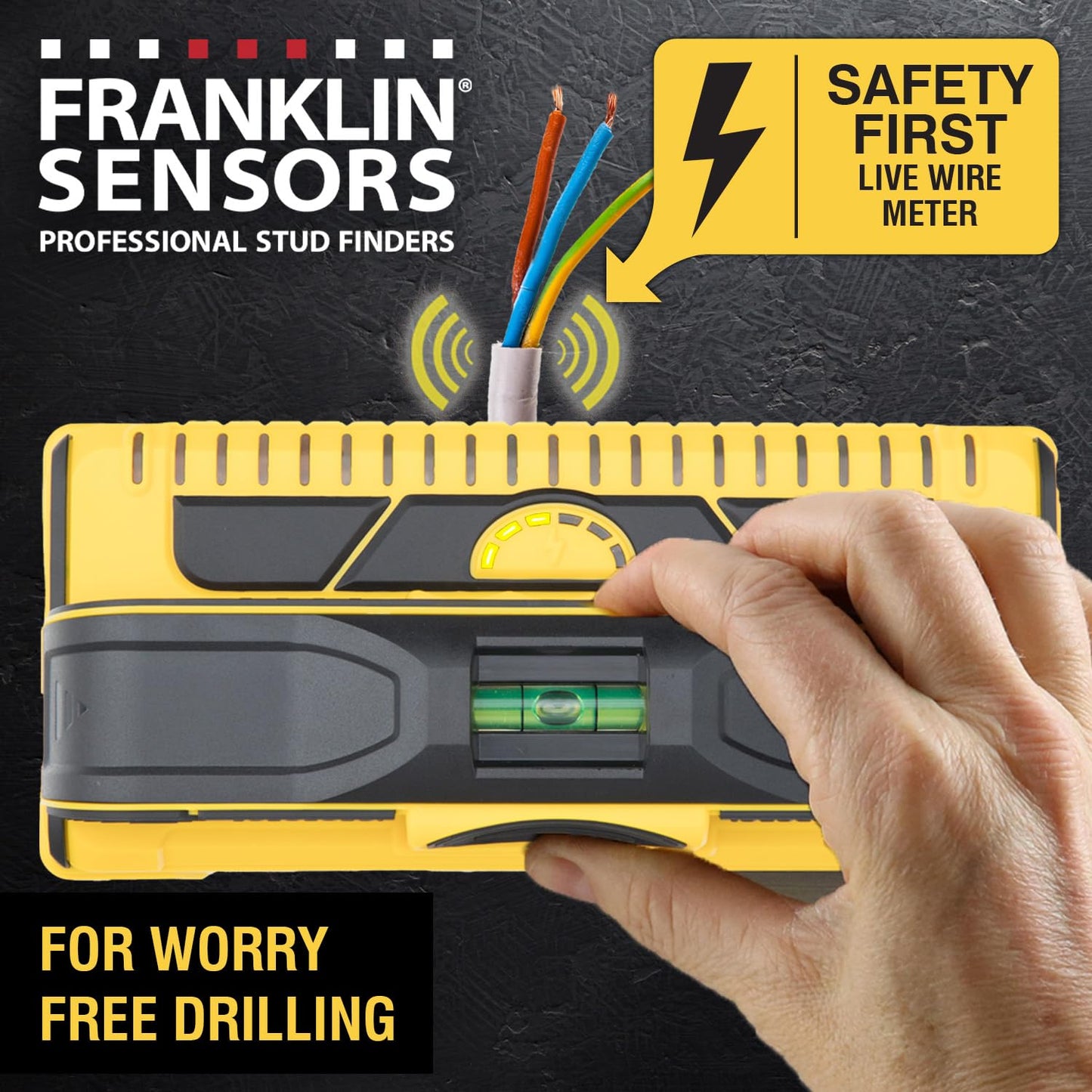Franklin Sensors ProSensor M210 Stud Finder with 13-Sensors, Wood & Metal Stud Detector/Wall Scanner, Live Wire Detection, Made in The USA