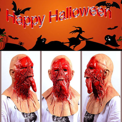 LEKA NEIL Halloween mask-Scary mask-Zombie mask-Vampire Mask-Creepy Costume Corpse Party Overhead Mask (Red-B)