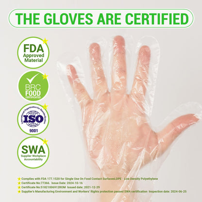 GENERALCARE 100 Pcs Disposable Plastic Gloves Food Handling Service Gloves Disposable for Cooking Kitchen Cleaning Food Prep Safe Restaurant Dye Universal Size