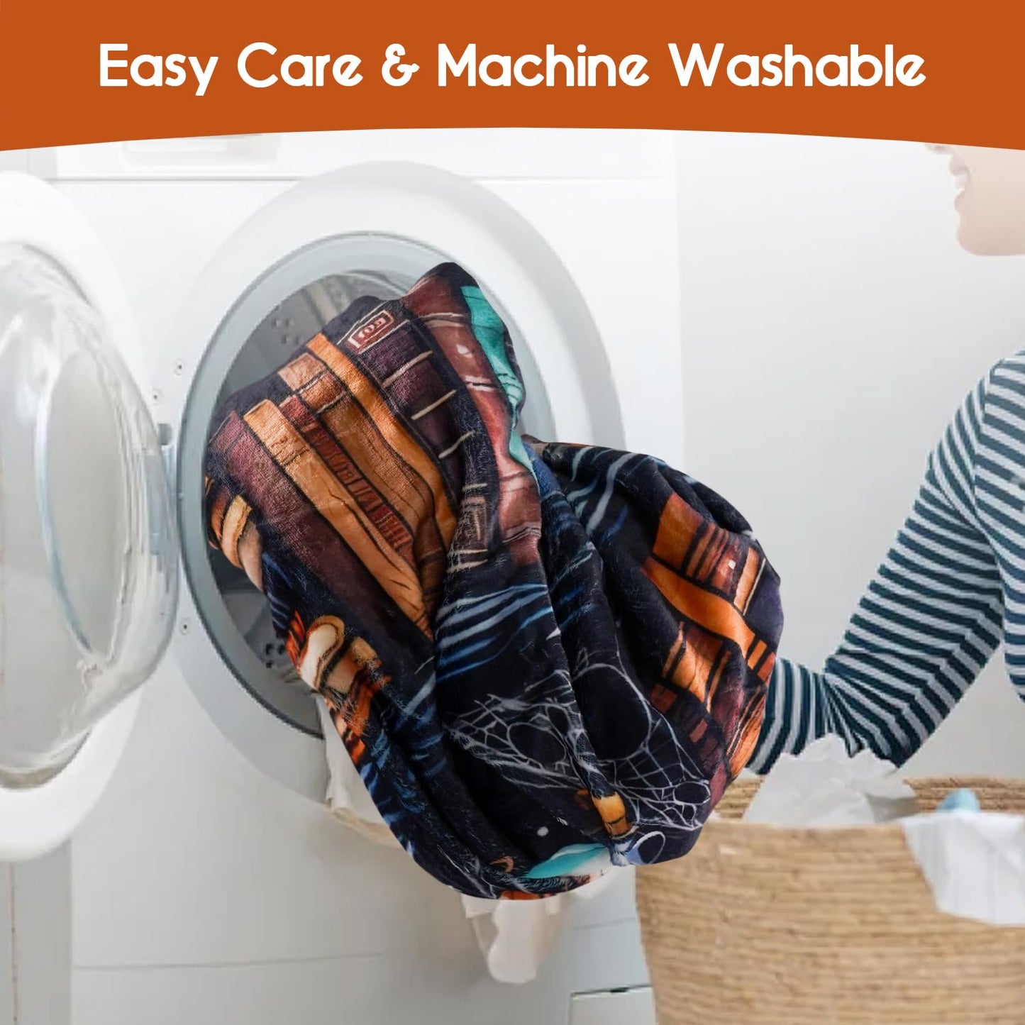 Yiyhuxf Book Lovers Blanket,Halloween Witches Bookshelf Skulls Black Cat Potions Fleece Blankets for Women Flannel Throw Blanket for Home Living Room Couch Bed Chair or Dorm Decor 60"x50"