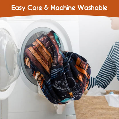 Yiyhuxf Book Lovers Blanket,Halloween Witches Bookshelf Skulls Black Cat Potions Fleece Blankets for Women Flannel Throw Blanket for Home Living Room Couch Bed Chair or Dorm Decor 60"x50"