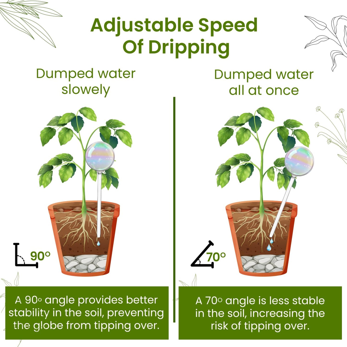 2 Pcs Iridescent Self Watering Globes, Glass Rainbow Plant Watering Globes, Self Watering Planter Insert, Automatic Plant Waterer Indoor, Plant Watering Devices, Plant Water Globes, Watering Bulb