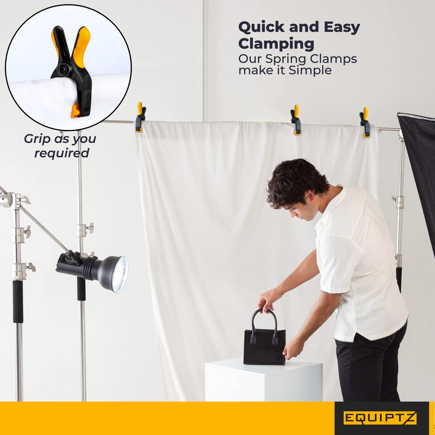 EQUIPTZ Spring Clamps for Woodworking, Crafts, Backdrop and Pool Cover, 20-Pack Spring Clamp Set with 4 Pcs of 6-inch, 6 Pcs of 4-inch & 10 Pcs of 3-inch Clamps, Extra Wide & Non-Detachable Jaw Pads