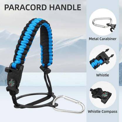 Konokyo Insulated Water Bottle with Straw,87 oz 3 Lids Water Jug with Carrying Bag,Paracord Handle,Double Wall Vacuum Stainless Steel Metal Flask,Navy Blue