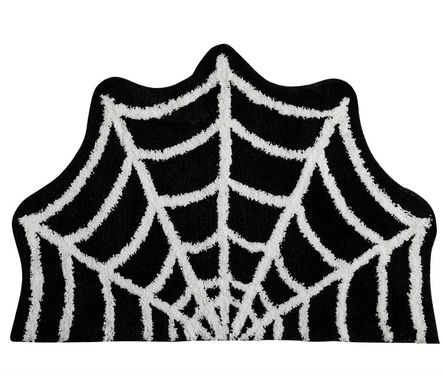 Estmy Gothic Bath Mat Spider Web Black Halloween Bathroom Rugs Non Slip Machine Washable, Funky Spooky Cute Fun Bath Mat Shower Rugs Halloween Bathroom Decor Ultra Soft Great Absorbency