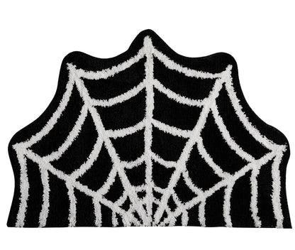 Estmy Gothic Bath Mat Spider Web Black Halloween Bathroom Rugs Non Slip Machine Washable, Funky Spooky Cute Fun Bath Mat Shower Rugs Halloween Bathroom Decor Ultra Soft Great Absorbency