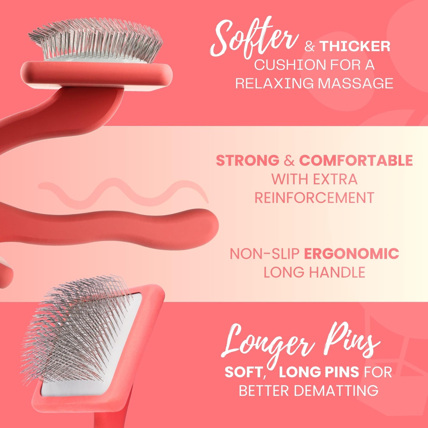 Flying Pawfect Dog Slicker Brush for Grooming Pet Hair - Best Slicker For Poodle & Golden Doodle - Long Haired Tool For Dogs - Goldendoodle Long Pin Brush For Dematting (Large)