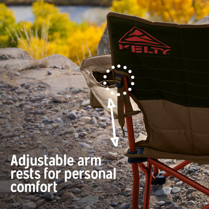 Kelty Deluxe Lounge Chair – Folding Outdoor Camp Chair, Insulated Cupholders, Customized Recline, Steel Frame, Padded Roll Storage, 2024 (Bungee)