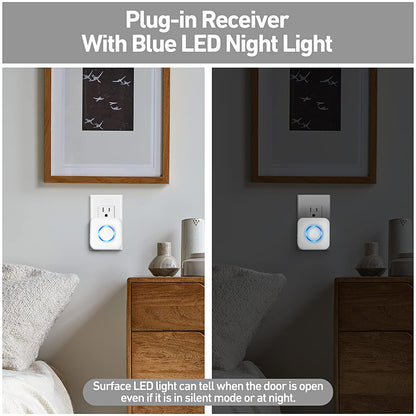 Door Chime, Satisure Wireless Door Open Contact Sensor Alarm Chime with 600 FT Range 58 Chimes 5 Volume Levels LED Indicators, Door Ringer Alert for Business/Store/Home/Office When Entering