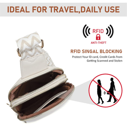 DIOMO Anti Theft Small Sling Bag for Women Cross Body Bag Trendy, RFID Fanny Packs Vegan Leather for Women Travel Belt Purse