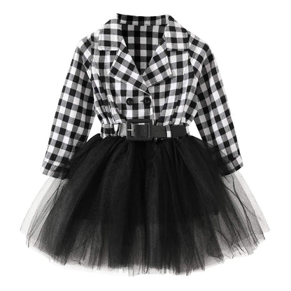 Little Baby Girl Black and White Dress Buffalo Plaid Tutu Skirt Party Princess Formal Outfit Clothes 2-3T