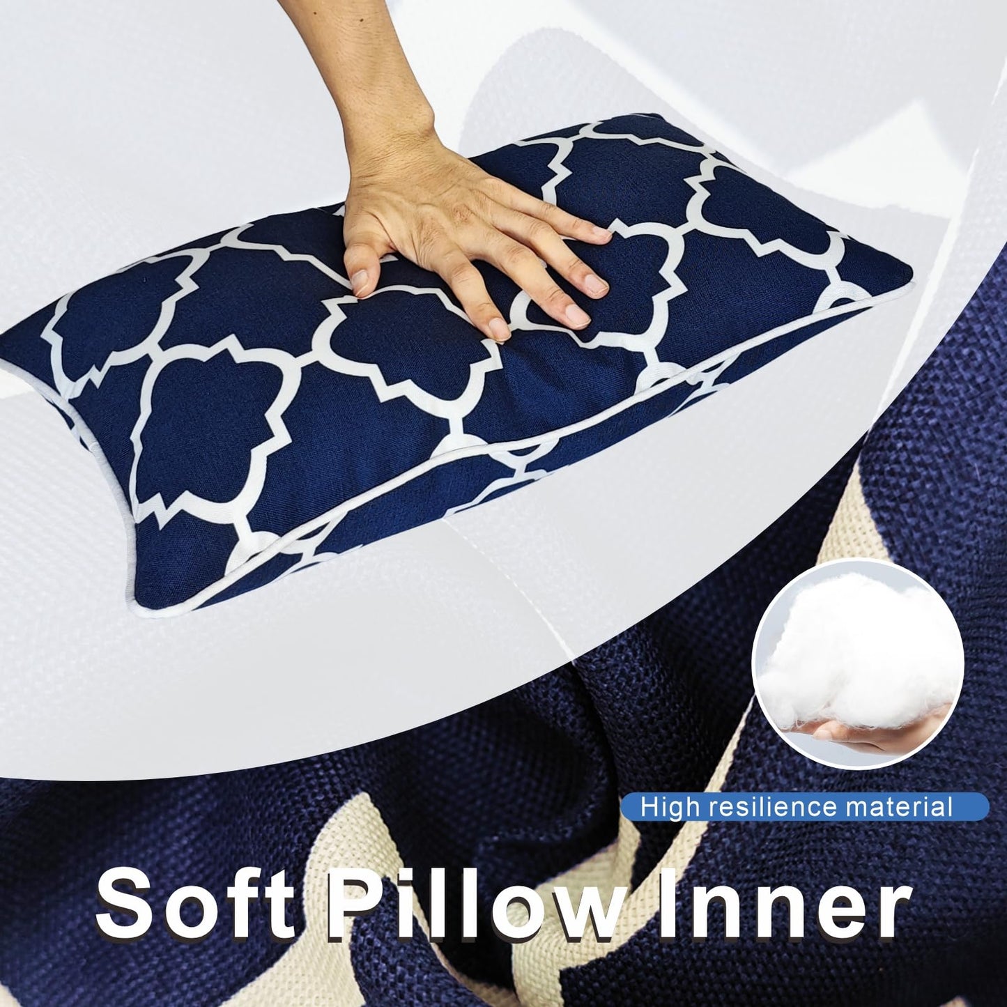 JMGBird Outdoor Waterproof Lumbar Pillows Set of 2 with Insert 12x20 Inch for Patio Furniture