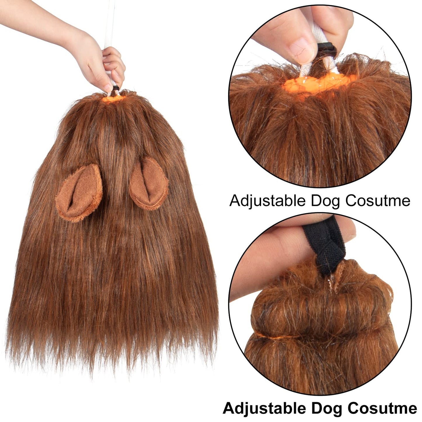 CPPSLEE Lion Mane for Dog Costumes, Realistic Wig for Medium to Large Sized Dogs, Halloween Costumes (Dark Brown)