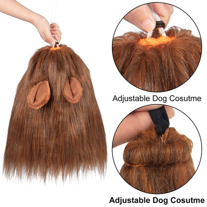 CPPSLEE Lion Mane for Dog Costumes, Realistic Wig for Medium to Large Sized Dogs, Halloween Costumes (Dark Brown)