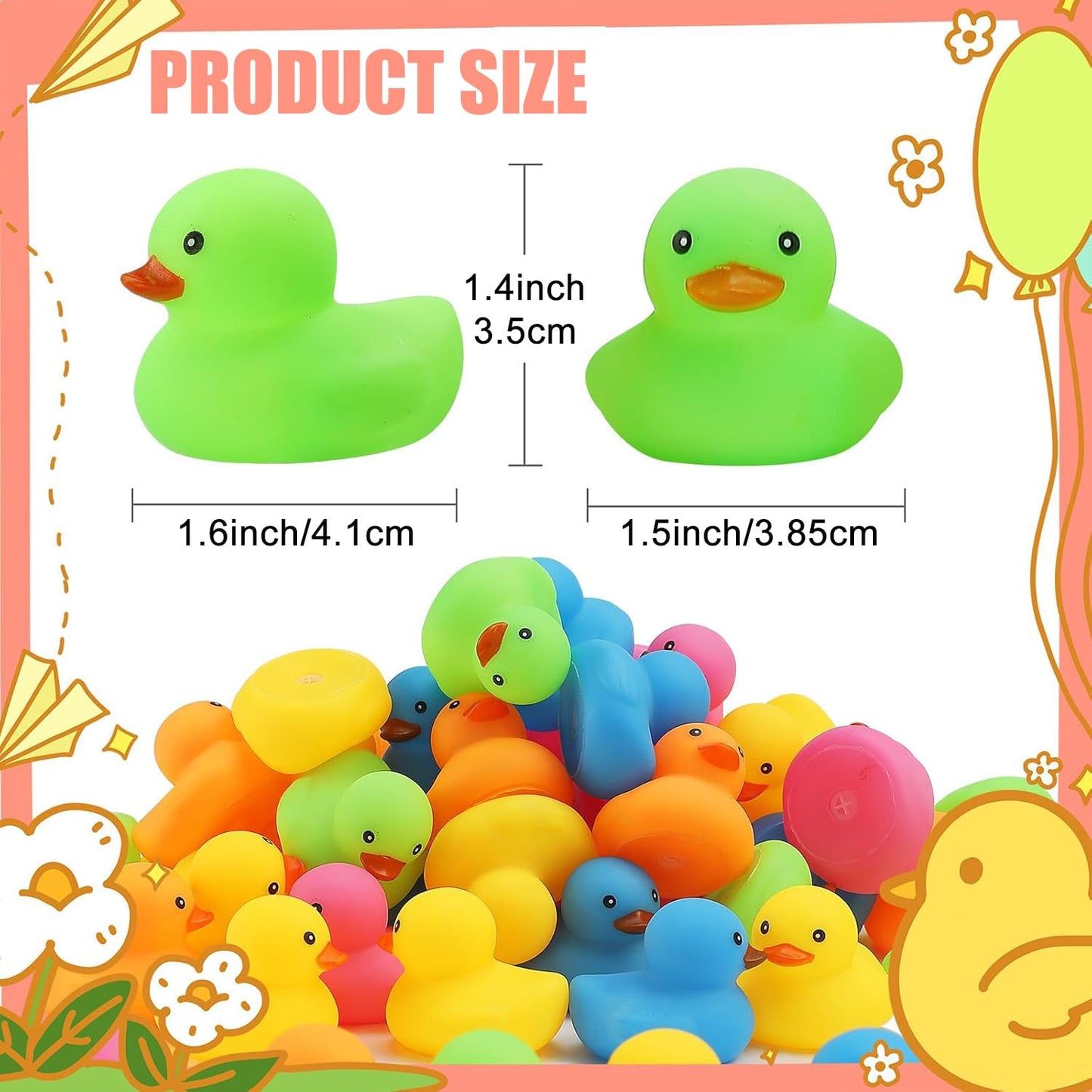 50Pcs Mini Rubber Duck Bath Toys, Multicolor Bath Ducks Bulk Float Duck Baby Bath Toy for Shower Birthday Party Favors Gift Classroom Summer Beach Pool Party Games
