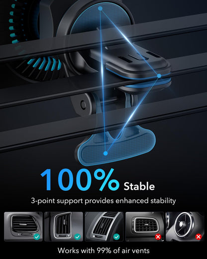 ESR for MagSafe Car Mount Charger with CryoBoost, Phone Cooling MagSafe Car Charger, Magnetic Wireless Car Charging, Air Vent/Dashboard Car Phone Holder for iPhone 16/15/14/13/12, S25, Fast Charging