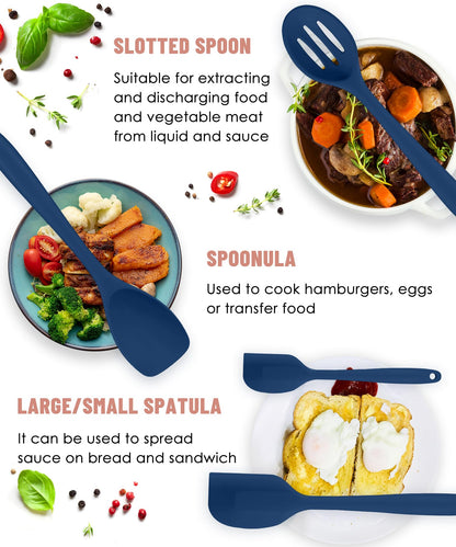 Kitchen Utensils Set-12 Pieces Silicone Cooking Utensils Set (Dishwasher Safe) 392°F Heat Resistant Spatula Set,Kitchen Utensil Set for Nonstick Cookware,Best Kitchen Tools with Holder