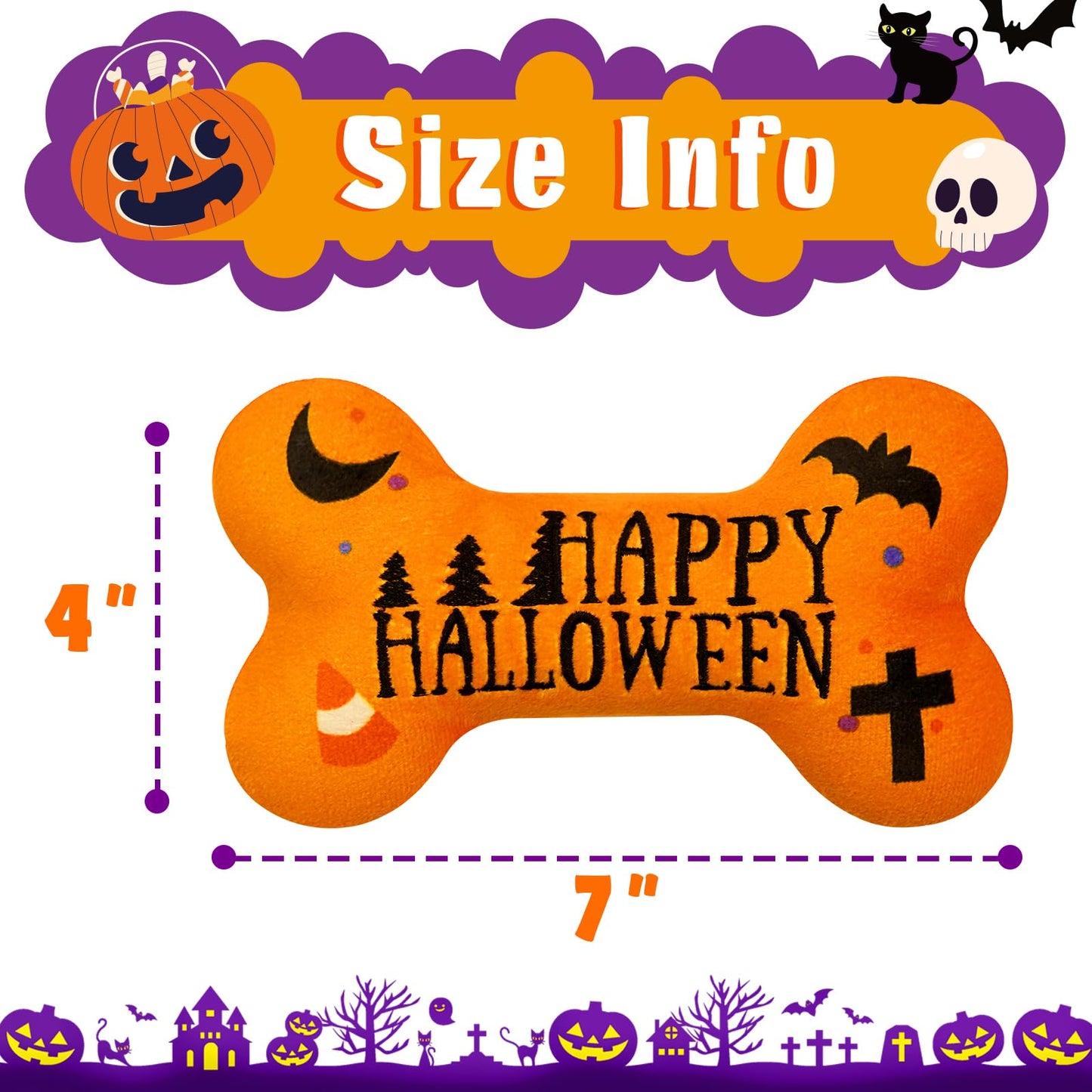 Lepawit Halloween Dog Toys Plush 4Pack Dog Squeaky Toys Interactive Fetching Dog Toys Stuffed Toy Suitable for Medium and Large Dogs