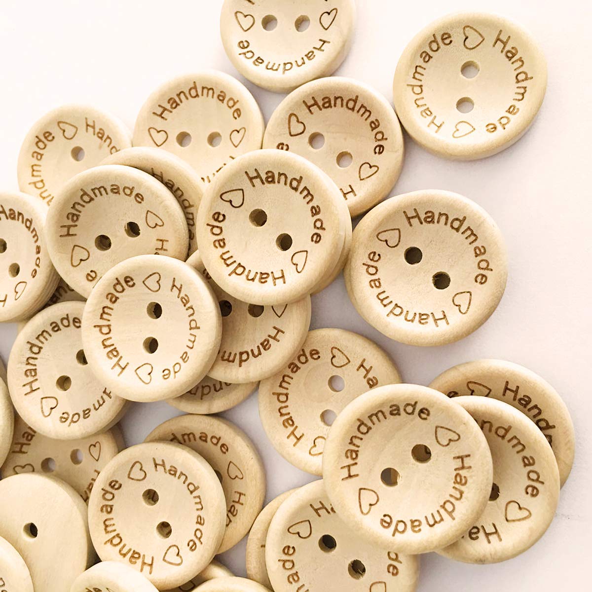 HengKe 100pcs Wooden Handmade Buttons, Assorted Wooden Sewing Buttons, 20mm