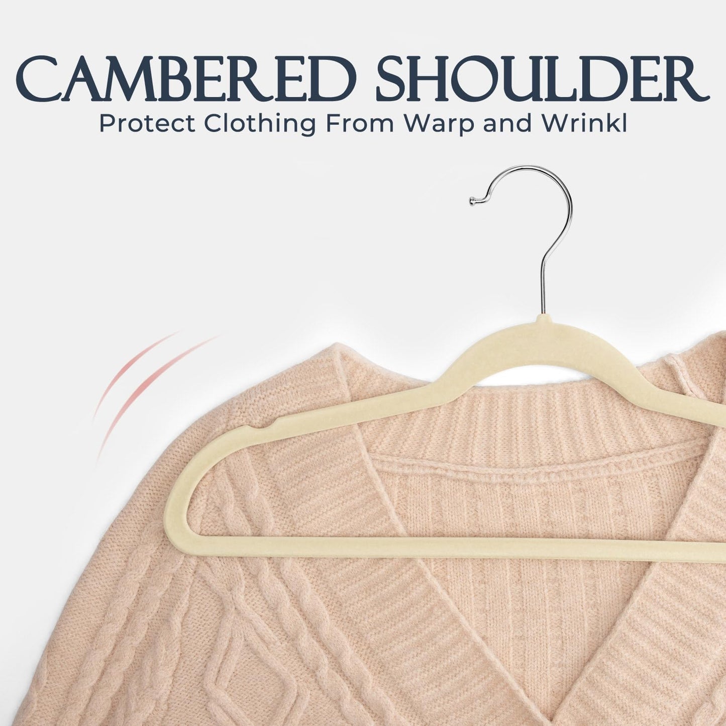 HOUSE DAY Beige Velvet Hangers 20 Pack, Non Slip Clothes Felt Hanger Heavy Duty for Coat, Premium Slim Space Saving Suit Hangers for Closet Organizer, 360° Rotating Silver Hook