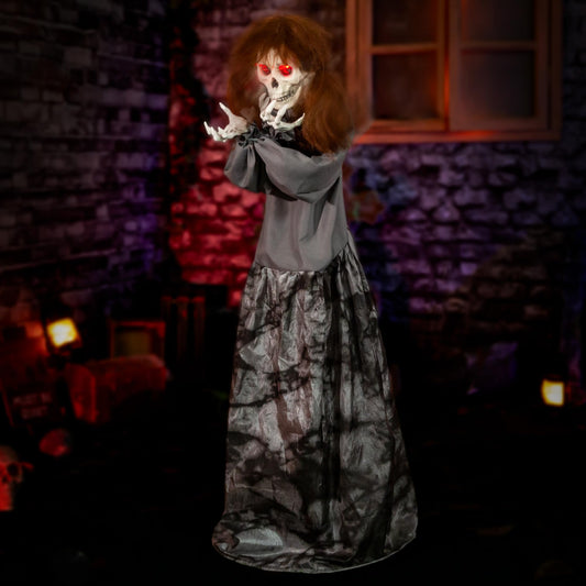 Halloween Animatronics 4ft Spooky Doll Animated 48inch Decorations with Sound Activated, Creepy Sound, Light Up Eyes, Jumpscare, Haunted House Holiday Decor Horror Prop for Indoor, Outdoor, Yard Lawn