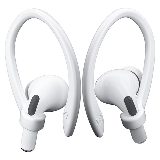 ICARERSPACE 2 Pairs AirPods Ear Hooks for AirPods Pro 2, AirPods Pro, AirPods 4, 3, 2 & 1, Upgraded Anti Slip Sports Clip Hooks for AirPods 1, 2, 3, 4,Pro and Pro 2 – White