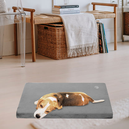 EMPSIGN Stylish Dog Bed Mat Dog Crate Pad Mattress Reversible (Cool and Warm), Water Proof Linings, Removable Machine Washable Cover, Firm Support Pet Crate Bed for Small to XX-Large Dogs, Grey