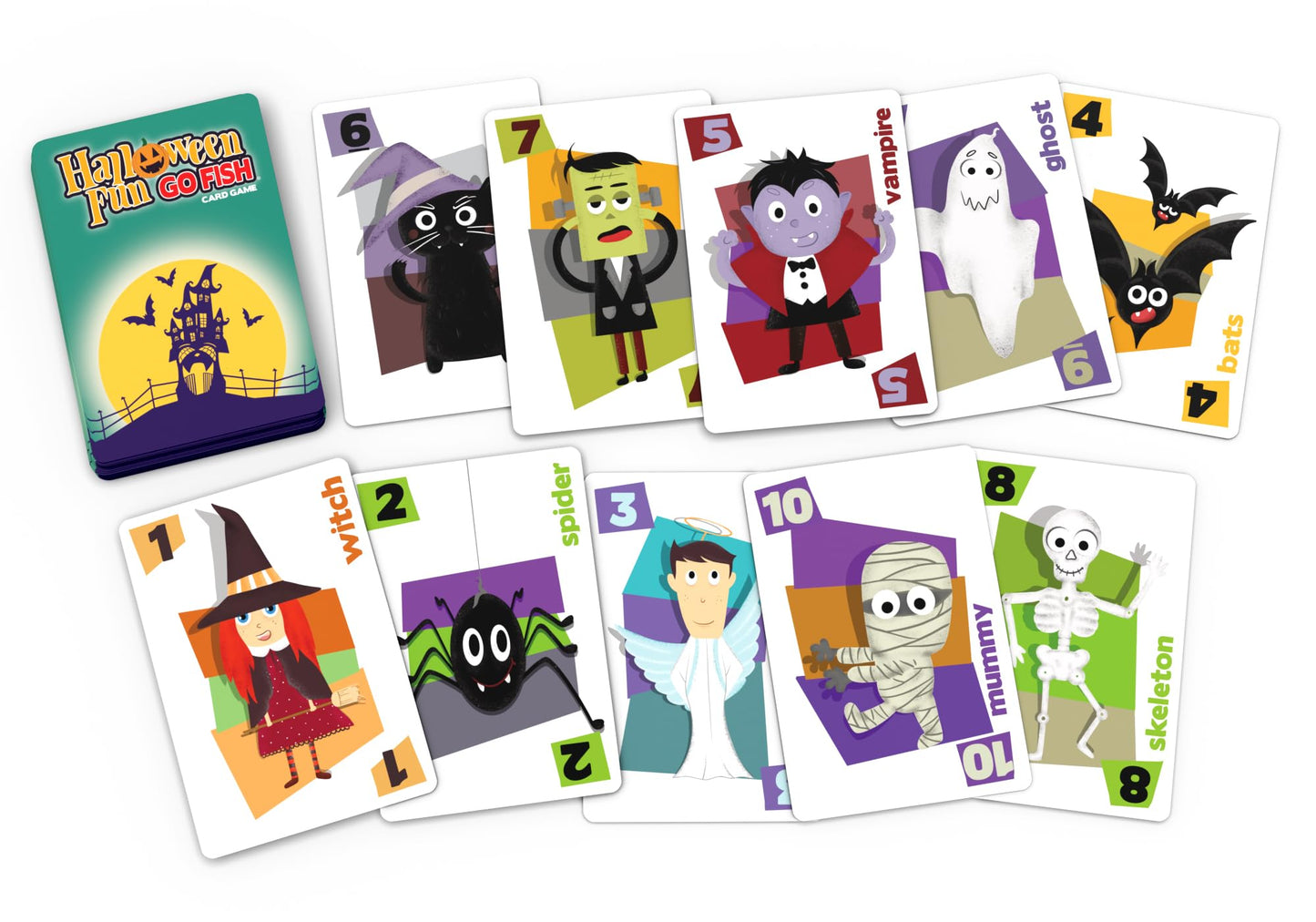Halloween Fun Go Fish, a Family Game for Kids Ages 4 and Up - Play Go Fish, Old Maid and Slap Jack Using The Same Deck