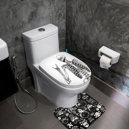 Honoson 8 Pcs Skeleton Shower Curtain Set with Rugs and Kitchen Towels Skeleton Farmhouse Shower Curtain Bathroom Set for Farmhouse Country Summer Halloween Housewarming Gifts Decor