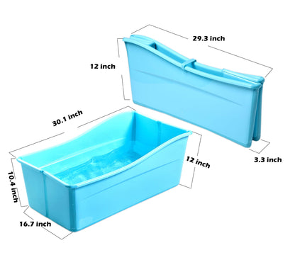 G Ganen Plastic Foldable Bathtub for Shower Portable Ice Bath Tub Blue 30Inch