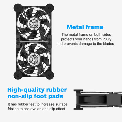 ELUTENG Dual Cooling Fan - Whisper Quiet 80mm USB With 3 Adjustable High Speed USB Port - Heatsink Compatible for PS4, PS5, Router, Laptop, PC, Xbox Cooling Electronics