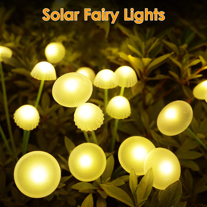 KAQ 4PK 32LED Solar Garden Lights Outdoor Waterproof | Solar Mushroom Lights for Outside Sway by Wind Firefly Fairy Light for Patio Pathway Garden Bush Yard Decorations (Warm White)