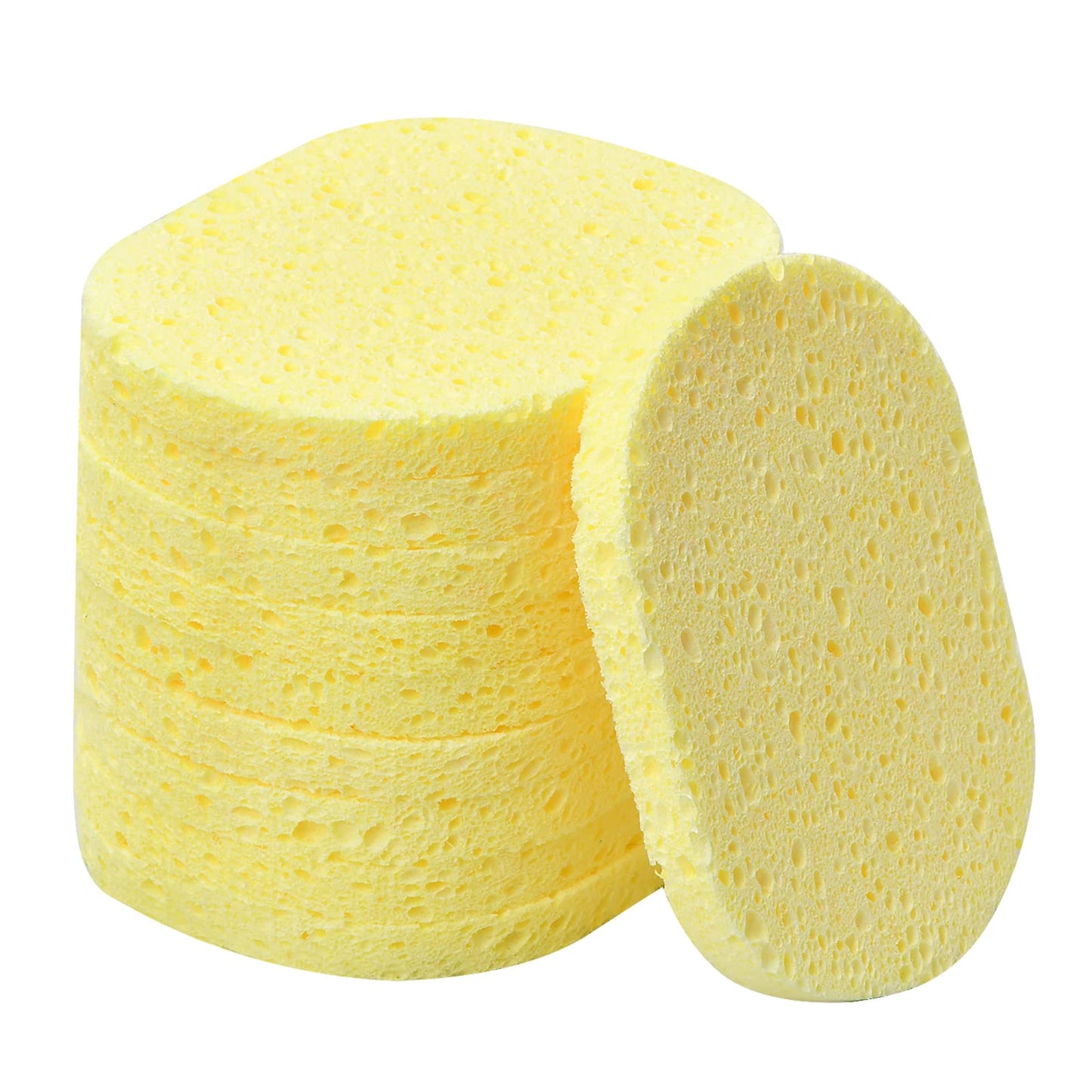10 Pcs Cleansing Sponges for Face, Natural Cellulose Facial Sponges Exfoliating Large, Reusable Makeup Remover Sponge Pads, Face Wash Sponges for Cleaning Cosmetic Spa Mask, Non-Irritating (Yellow)