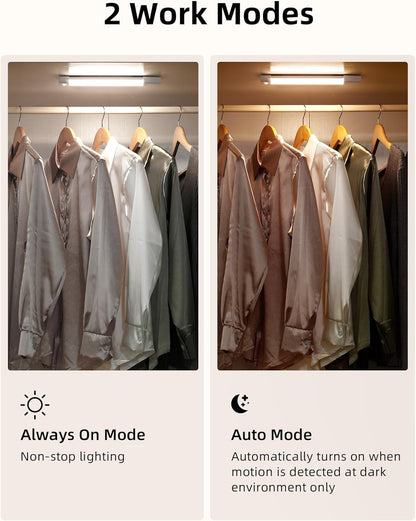 Closet Lights, 30 LED Rechargeable Under Cabinet Lighting Wireless, 3 Color Temps Under Cabinet Lights, Dimmer Motion Sensor Light Indoor for Pantry, Kitchen, Bedroom, Woadrobe (3 Pcs)