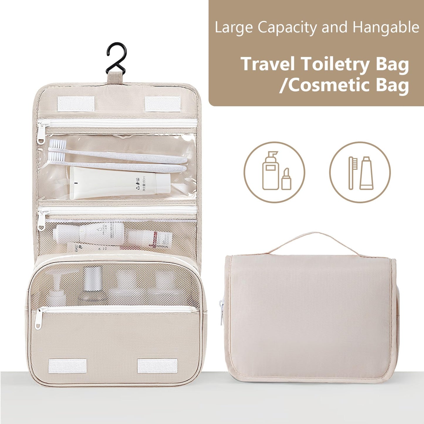 Easortm Packing Cubes for Travel - 9 Set Large Travel Cubes Luggage Organizer Bags Set With Laundry Bags/Shoe Bag/Toiletry Bag (Beige)