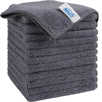 HOMEXCEL Grey Microfiber Cleaning Cloth, 12 Pack Premium Microfiber Towels for Cars, Lint Free, Scratch-Free, Highly Absorbent, Reusable Cleaning Rags for Car, Household, Kitchen, Window, 11.5"X11.5"