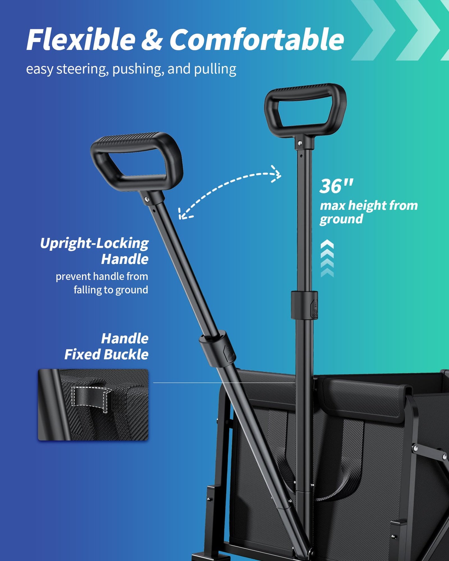 Ksend Small Collapsible Wagon with Wheels, Foldable Carts with 200lbs Load Capacity, Dog Wagon, Utility Shopping Cart for Groceries, Sports, Camping, Garden, Fishing, Black