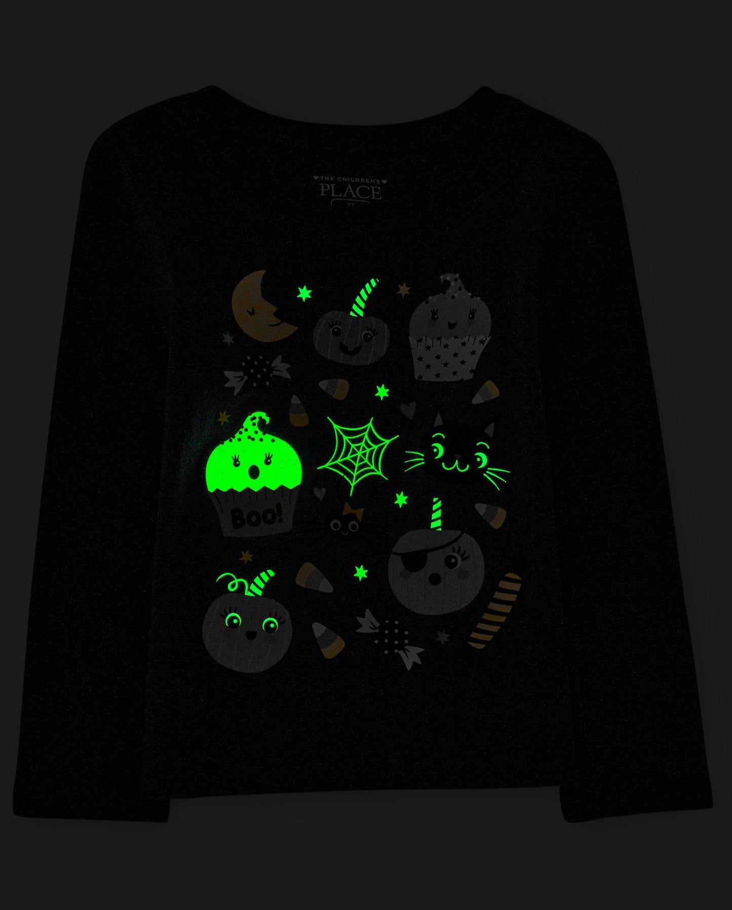 The Children's Place Baby-Girls and Toddler All Holidays Long Sleeve Graphic T-Shirts,Multipacks Halloween Doodle Print/Black 2-Pack 5T