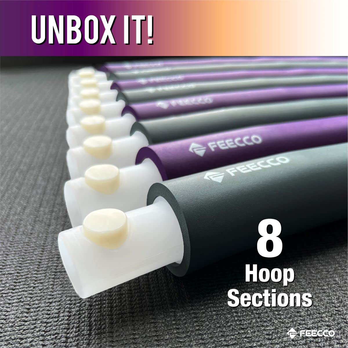 FEECCO Weighted Fitness Hoop, 8 Detachable Sections for Weight Loss